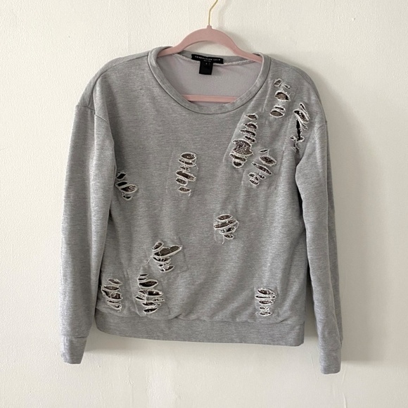 Generation Love Gray Ripped Chainmail Sweater S - Picture 2 of 5